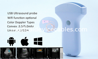 Doppler medico di USB della sonda senza fili convessa tenuta in mano di ultrasuono 3.5-5 megahertz per Adroid